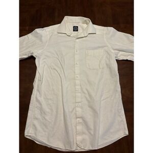 Q Purveyors of Fine Menswear White Textured Button Up Shirt Size Medium